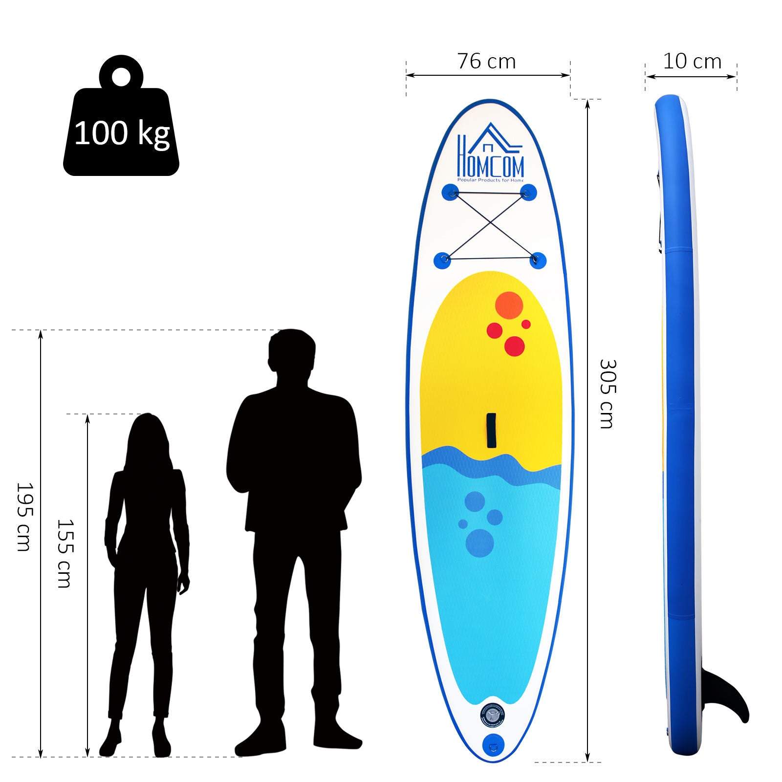 Nancy's Aylen Opblaasbare Surfplank - Wit, Blauw - Pvc, Eva - 120,07 cm x 29,92 cm x 3,93 cm