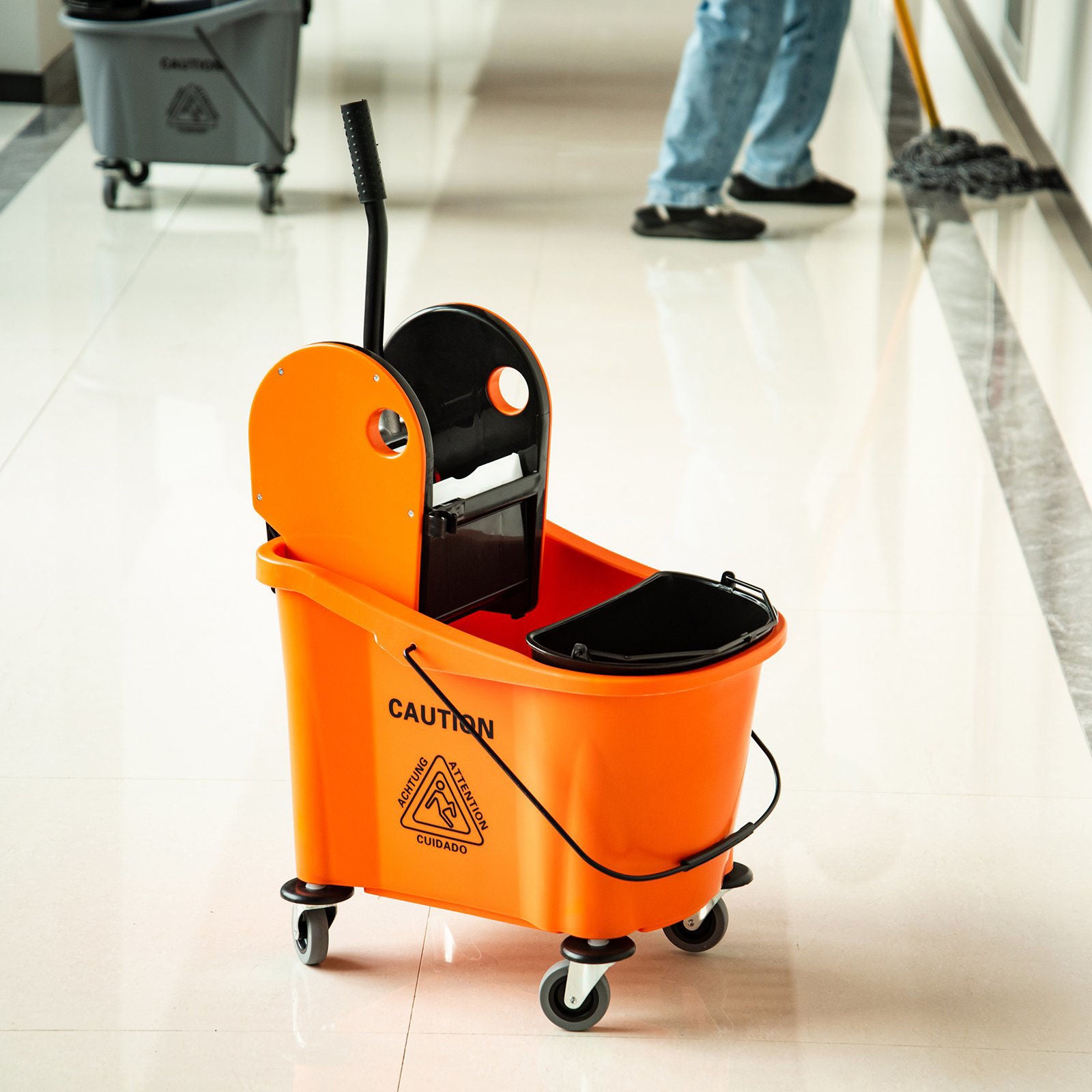Nancy's Azure Lake Cleaning Trolley - Cleaning trolley - Cleaning bucket with wringer 36 liters