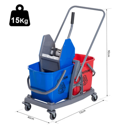 Nancy's B Lake Cleaning Trolley - Cleaning trolley with 2 buckets - Mop trolley with 4 swivel wheels