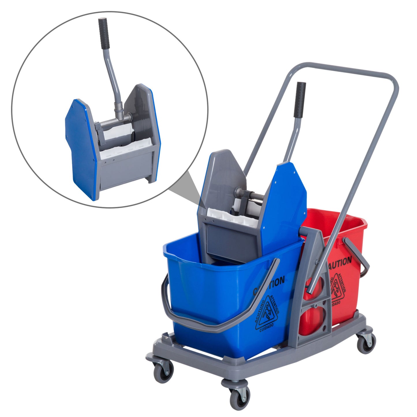 Nancy's B Lake Cleaning Trolley - Cleaning trolley with 2 buckets - Mop trolley with 4 swivel wheels