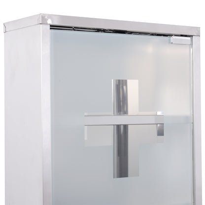 Nancy's Medicine Cabinet - Stainless Steel - Looking glass - Satin finished - Lock - 30 x 12 x 60 cm - Silver - Red 