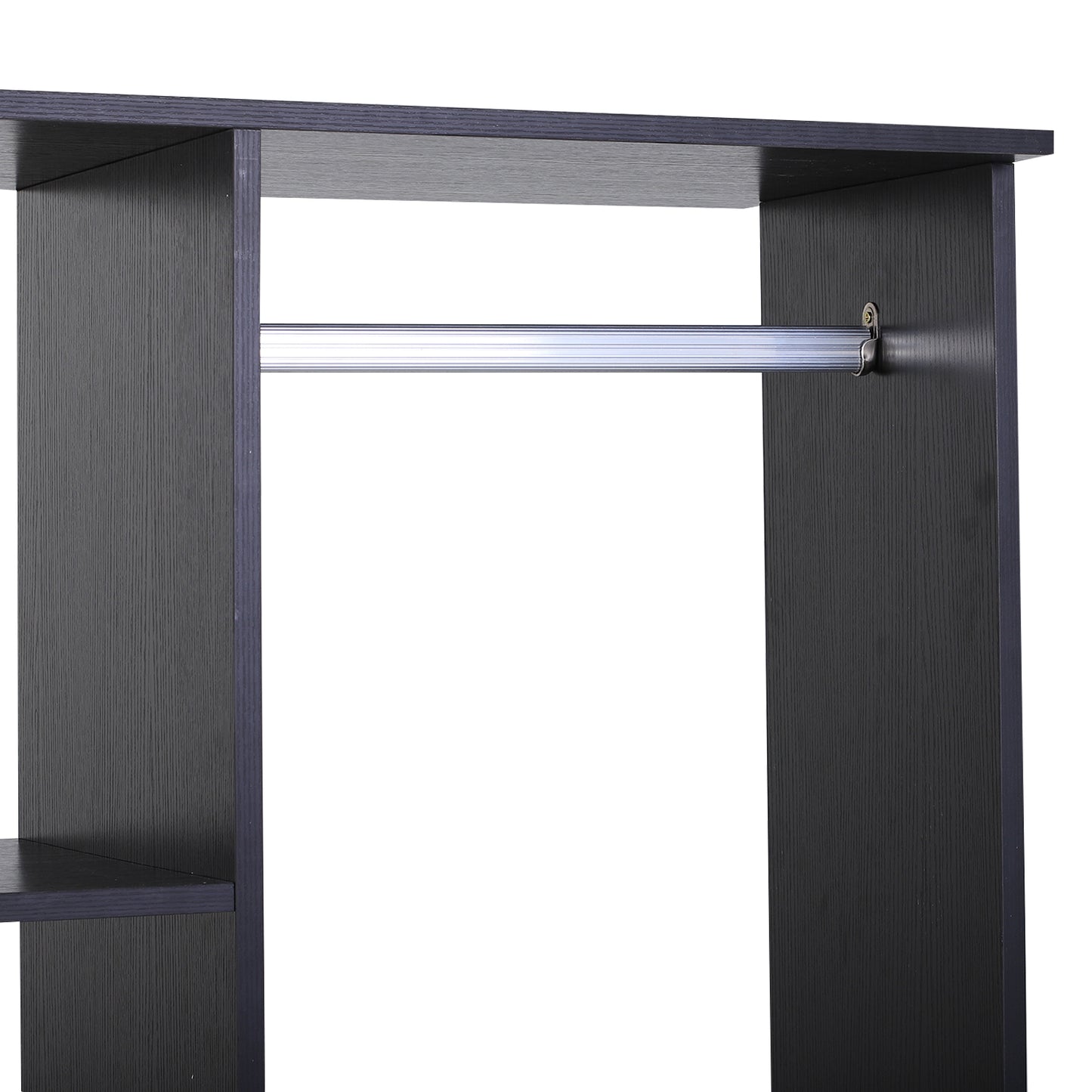 Nancy's Sweetwater Garderobekast - 3 Opbergvakken - 1 Hangrek - Op Wieltjes - Mobiele Garderobe - 80 x 40 x 128 cm - Zwart - Bewerkt Hout - Aluminium