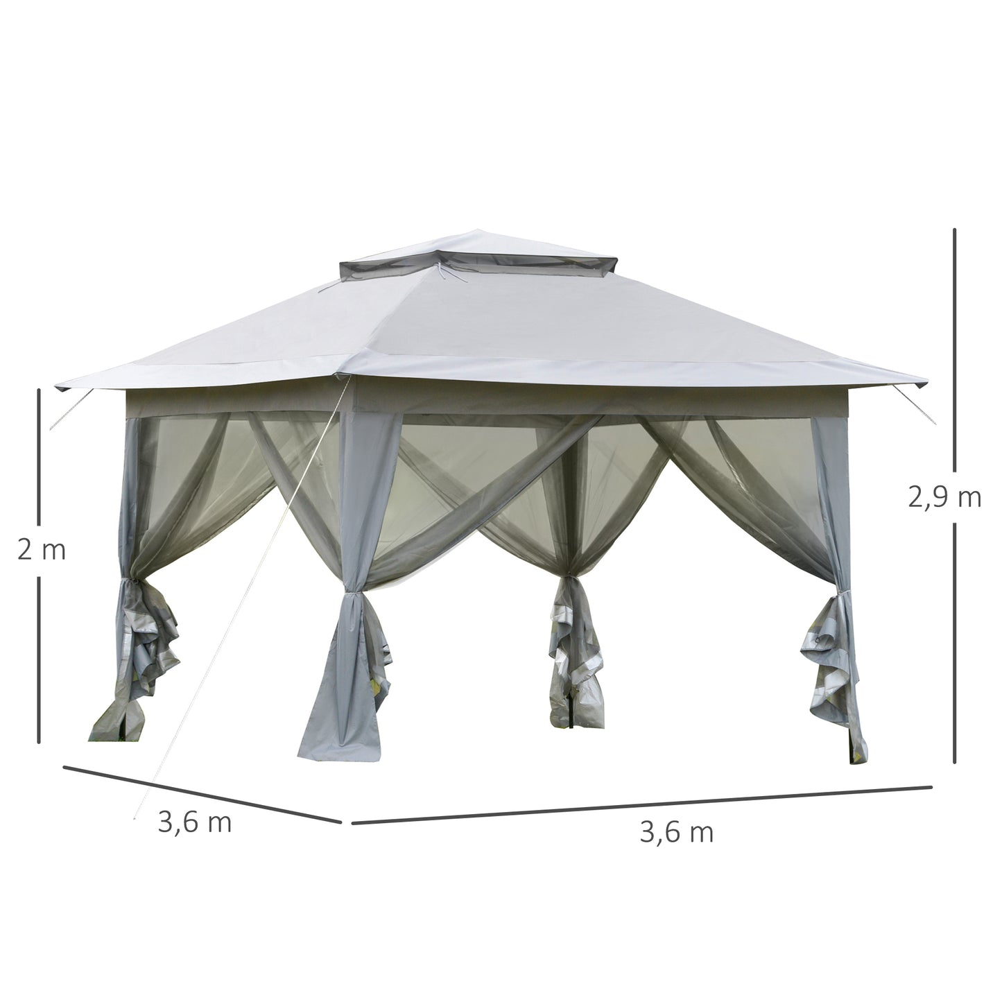 Nancy's Daytona Beach Paviljoen - Party Tent - Tuin Paviljoen - Grijs - ± 365 x 365 cm