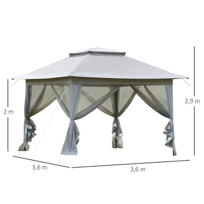 Nancy's Daytona Beach Pavilion - Folding Tent - Steel - Including Roll Bag - Gray/Black - 3.64 x 3.64 x 2.94 m