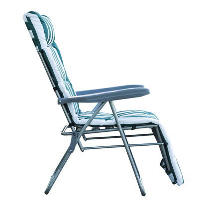 Nancy's Cary Garden Chairs - Lounger - Set of 2 - Collapsible - 5 Positions - Adjustable - Green - White - 60 x 75 x 104 cm