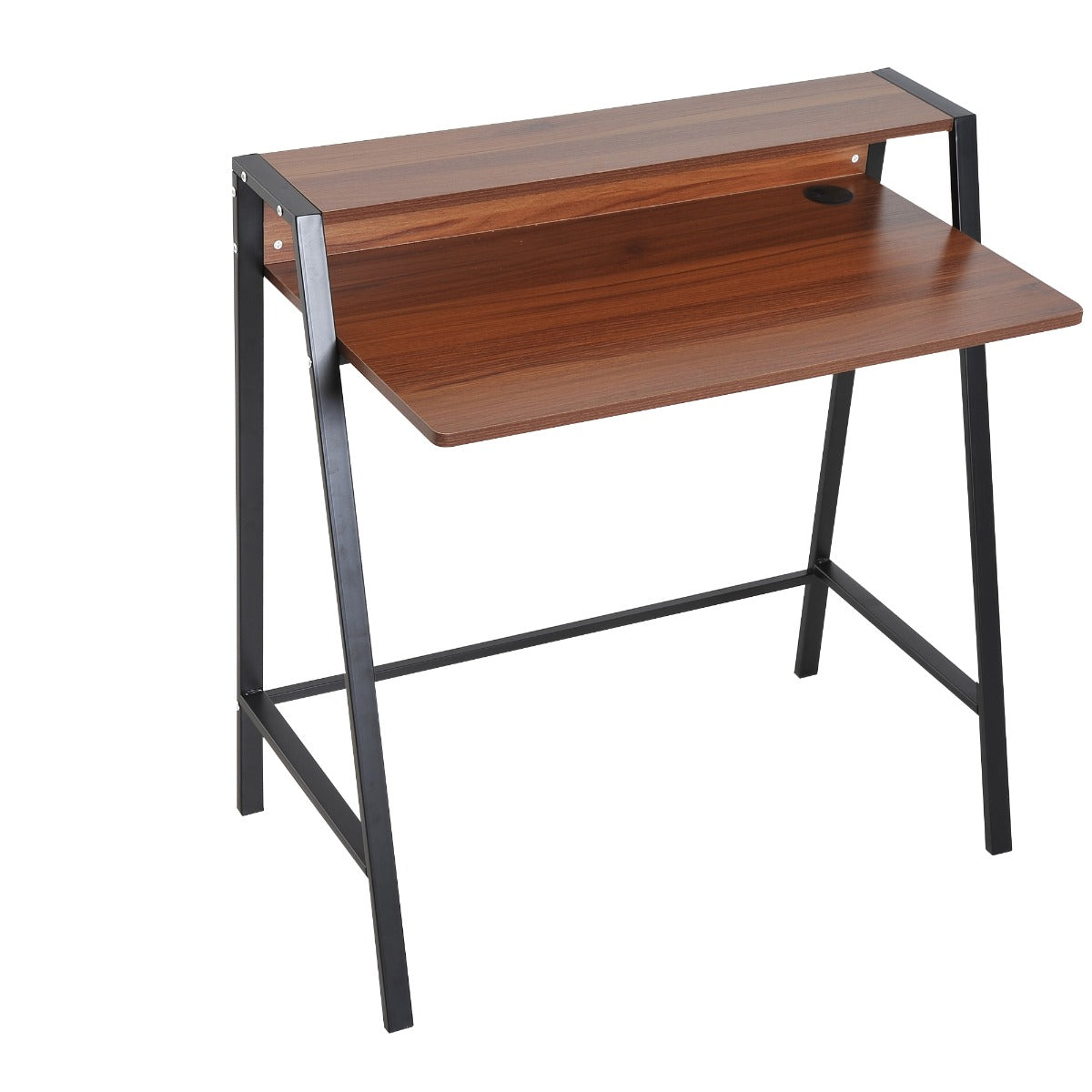 Nancy's West Bend Desk - Computer Desk - Office Table - Computer Table - Drawer - Engineered Wood - Steel - Brown - Black