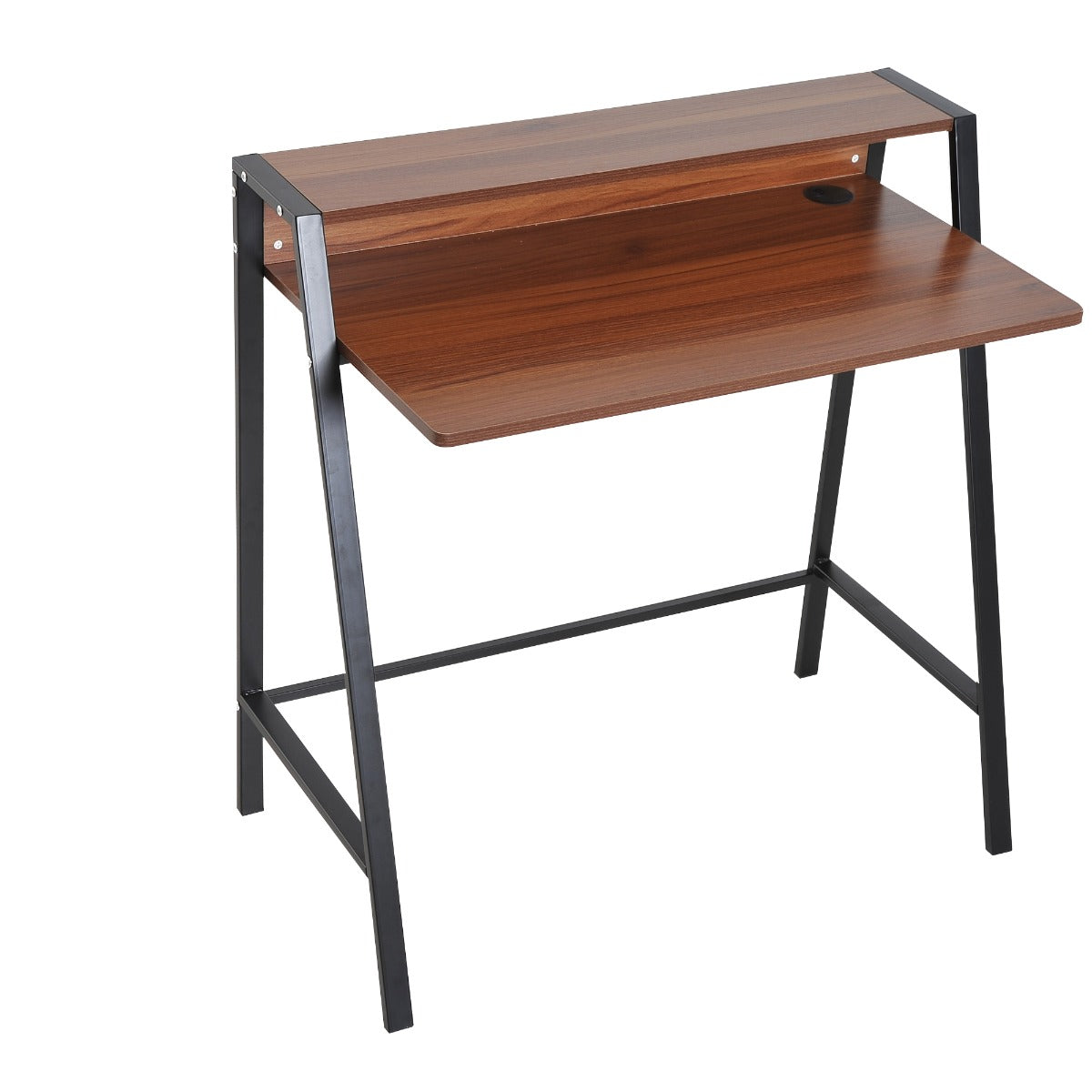 Nancy's West Bend Bureau - Kantoortafel - Computertafel - Laptoptafel- Walnoot / Zwart - ± 85 x 45 x 85 cm