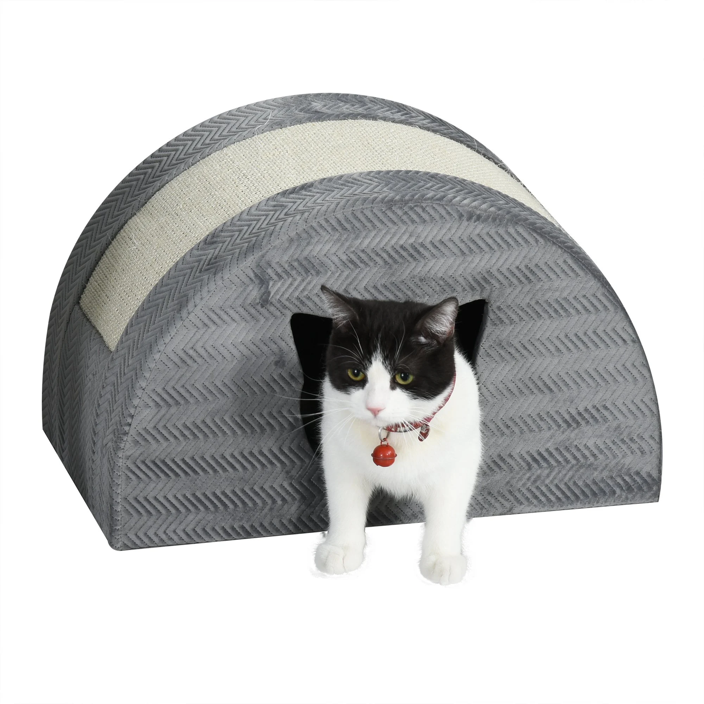 Nancy's Delray Beach Cat House - Cat Enclosure - Cat Shelter - Plush - Gray - 48.5 x 30 x 30 cm