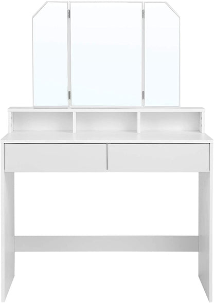 Coiffeuse d'angle Nancy's Bryants avec miroir pliant - Table de maquillage - Coiffeuses - Moderne - Blanc - 100 x 40 x 142 cm