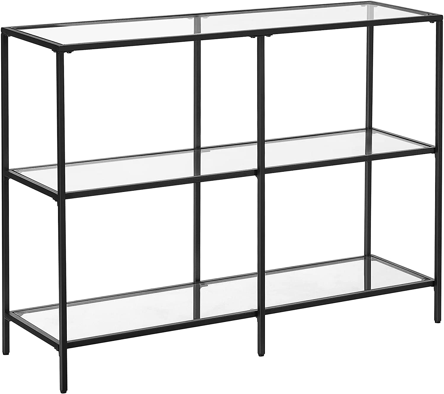 Nancy’s Chacacal Console Tafel - Consoletafel - Bijzettafel - met Gehard Glas - Modern - Zwart - 100 x 30 x 73 cm