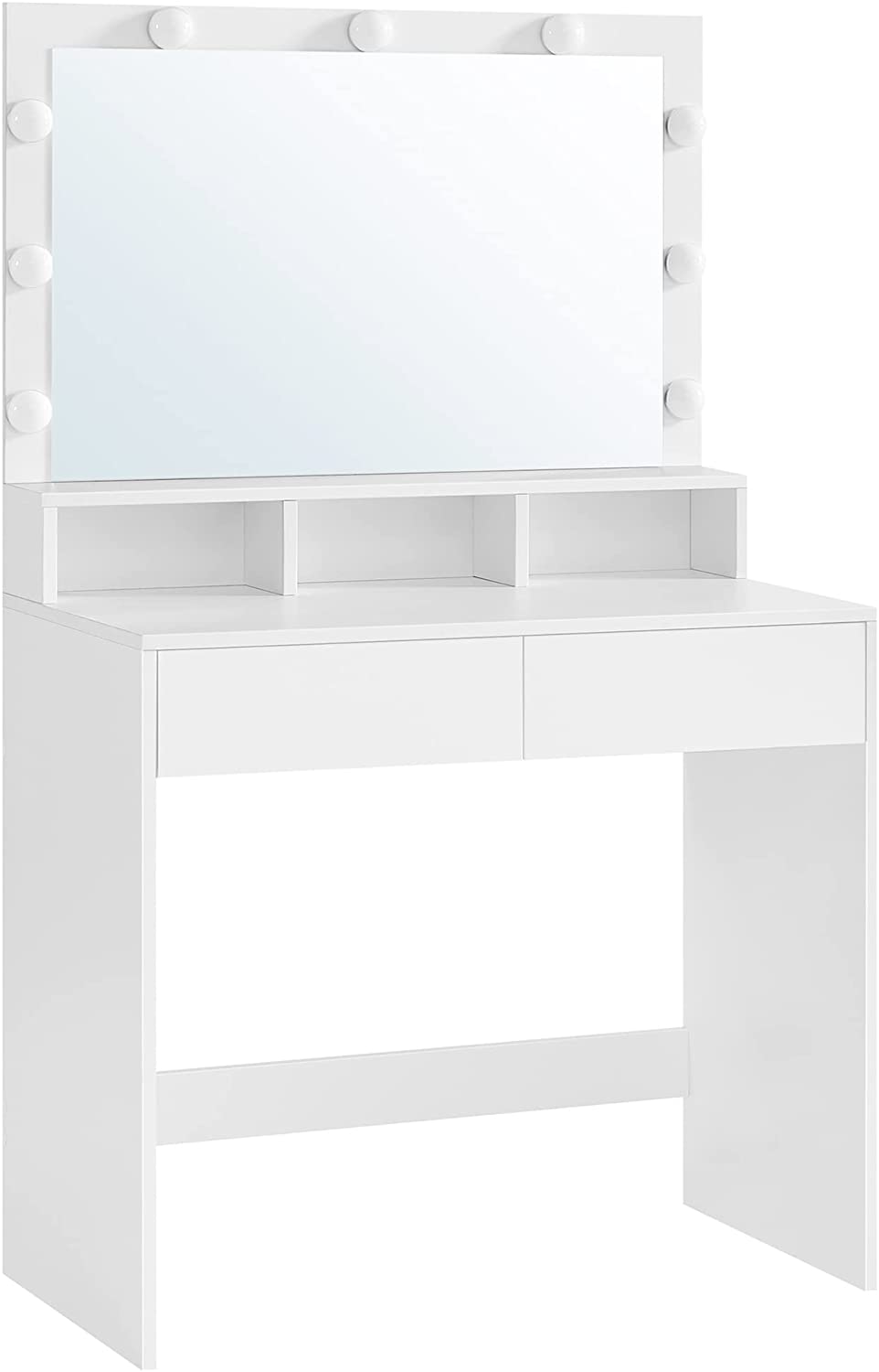 Nancy's Bungays Brook Dressing table with LED lamps - Make-up table - Modern - White - 80 x 40 x 140 cm