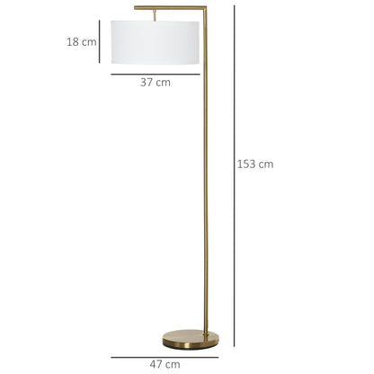 Nancy's Springville Vloerlamp - Staal/Linnen - Klassiek - Goud - 47 x 37 x 153 cm