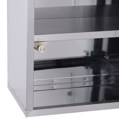 Nancy's Medicijnkastje - Roestvrij Staal - Kijkglas - Gesatineerd - Slot - 30 x 18 x 50 cm - Zilver