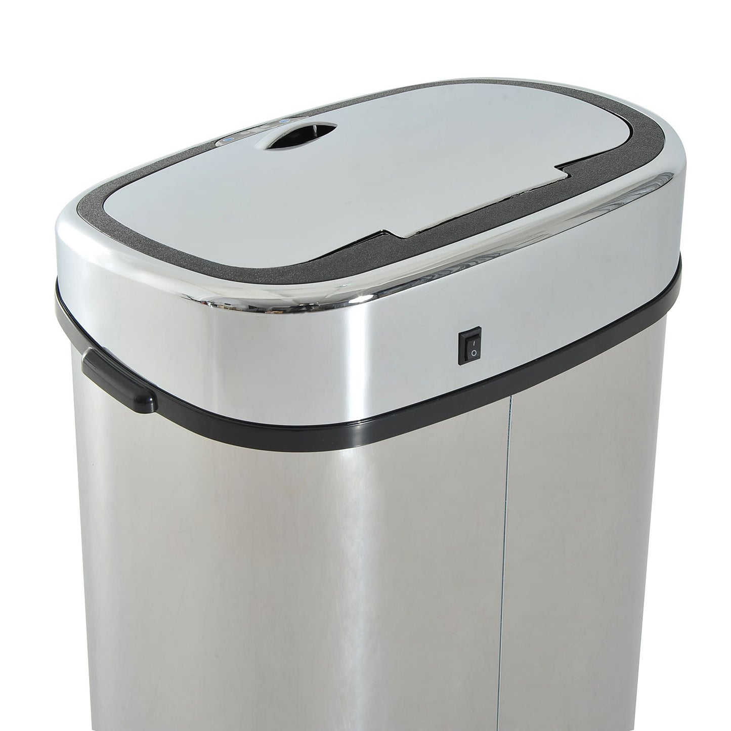 Nancy's Camarillo Trash Can - 68L - Garbage Bin - Automatic Garbage Bin - Motion Sensor - Stainless Steel - Silver - Black - 40.5 x 29.5 x 78 cm