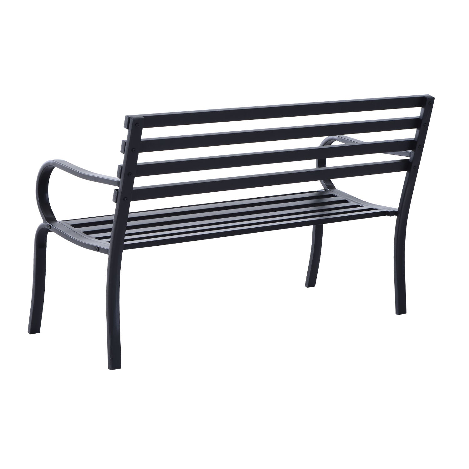 Nancy's Deltona Tuinbank - 2-Zits Bank - Buitenbank - Bankje - Metaal - Zwart - 125 x 62 x 82 cm