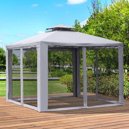 Nancy's Emmetsburg Tuinpaviljoen - Partytent - 4x Zijwanden - Polyester - Grijs -± 300 x 300 cm