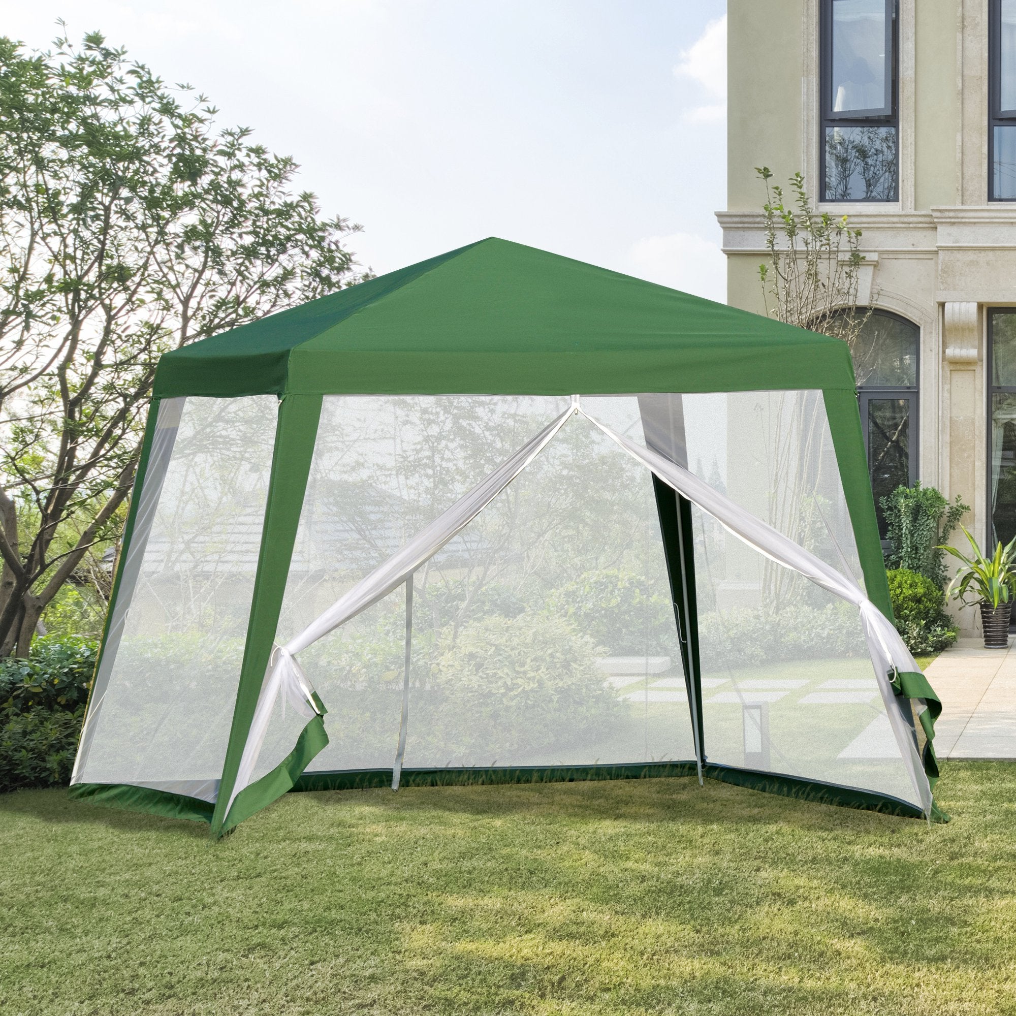 Nancy's Mount Vernon Garden Pavilion - Tente de fête - Avec moustiquaire - Polyester - Vert - 300 x 300 cm
