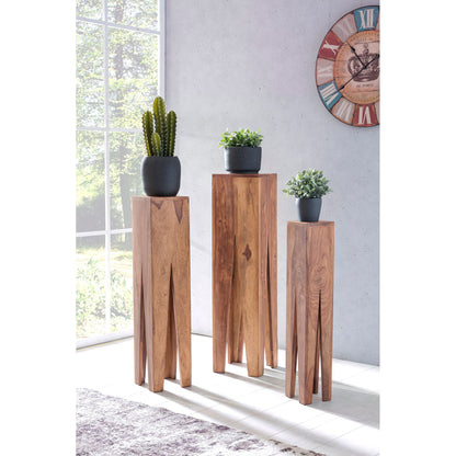 Tables d'appoint girafe de Nancy - Ensemble de 3 - Tables d'appoint en bois massif - Table d'appoint allongée - Acacia