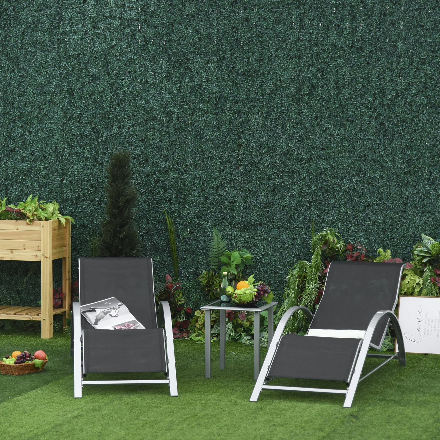 Nancy's West Hartford Lounge set - Sofa set - 3-piece Garden set - Stylish - Gray/Black - 59 x 169 x 66 cm