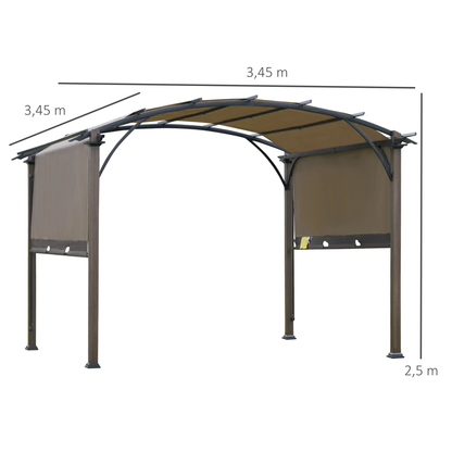 Nancy's Apalachicola Pavilion - Pergola - Steel - UV-resistant - Coffee brown - ± 350 x 350 cm