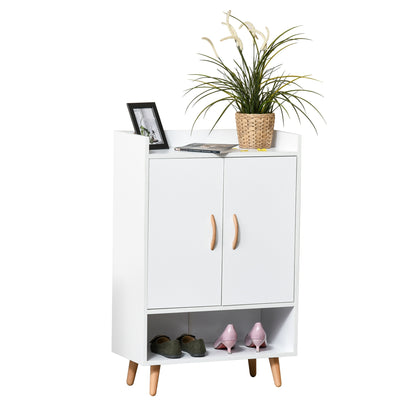 Nancy's Tillamook Schoenenkast - Deuren - Schoenenrek - Planken - Opbergvak - 60 x 30 x 92 - Wit - Bruin