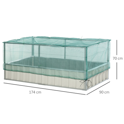 Nancy's Orange Tuinbed - Plantenbak - Staal/Nylon - Net doek - Wit/Groen - 174 x 90 x 70 cm