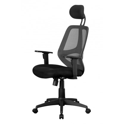 Chaise de bureau Nancy's Zion - Chaise pivotante - Chaise de direction - Réglable - Appui-tête - Ergonomique - Noir