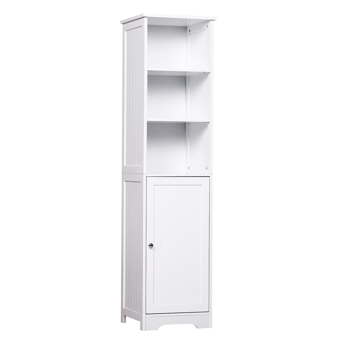 Nancy's Portsmouth Badkamerkast - Dressoir - Badkamermeubel - Staande Kast - Hoge Kast - 3 Planken - 1 Deur - 40 x 38 x 160 cm - Hout - Wit