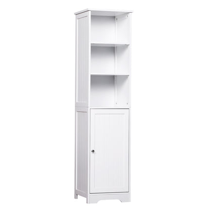 Nancy's Portsmouth Badkamerkast - Dressoir - Badkamermeubel - Staande Kast - Hoge Kast - 3 Planken - 1 Deur - 40 x 38 x 160 cm - Hout - Wit