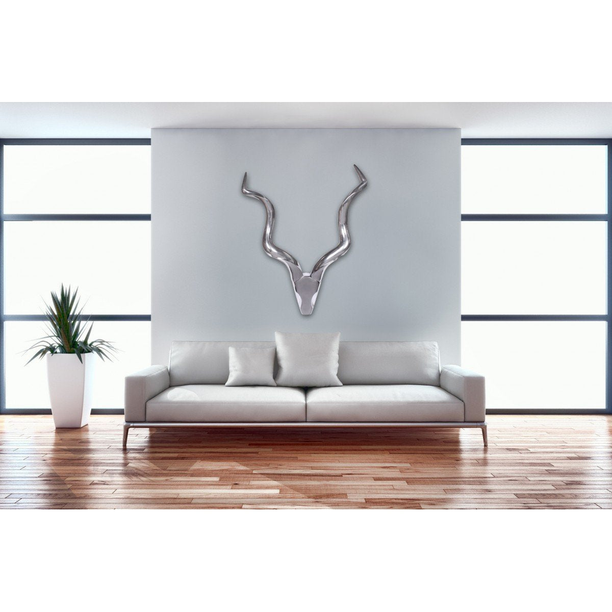 Nancy's Deer Antler Decoration L - Wall Decoration - Modern Decoration - Metal Antlers - Silver - Aluminum