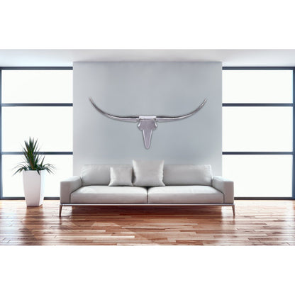 Nancy's Bull Antlers L Decoration - Wall Decoration - Wall Decoration - Wall Antlers - Aluminum - Silver