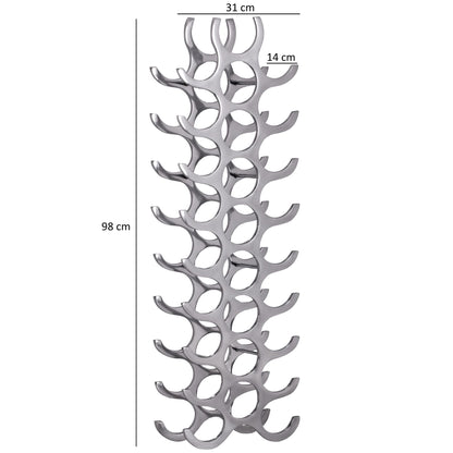 Nancy's Design Wijnrek - Flessenrek - Wijnrek voor 27 Flessen - Aluminium - Zilver