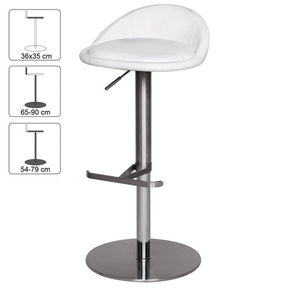 Tabouret de bar Lubec de Nancy - Tabouret de bar réglable - Design - Tabouret - Tabourets - Simili cuir - Acier inoxydable - Blanc