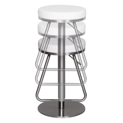 Nancy's Fulton Barkruk -  Verstelbare Barkruk - Kruk - Krukken - Barstoel - Modern - Zwart /Wit - Zilver