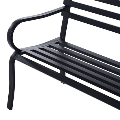 Nancy's Deltona Tuinbank - 2-Zits Bank - Buitenbank - Bankje - Metaal - Zwart - 125 x 62 x 82 cm