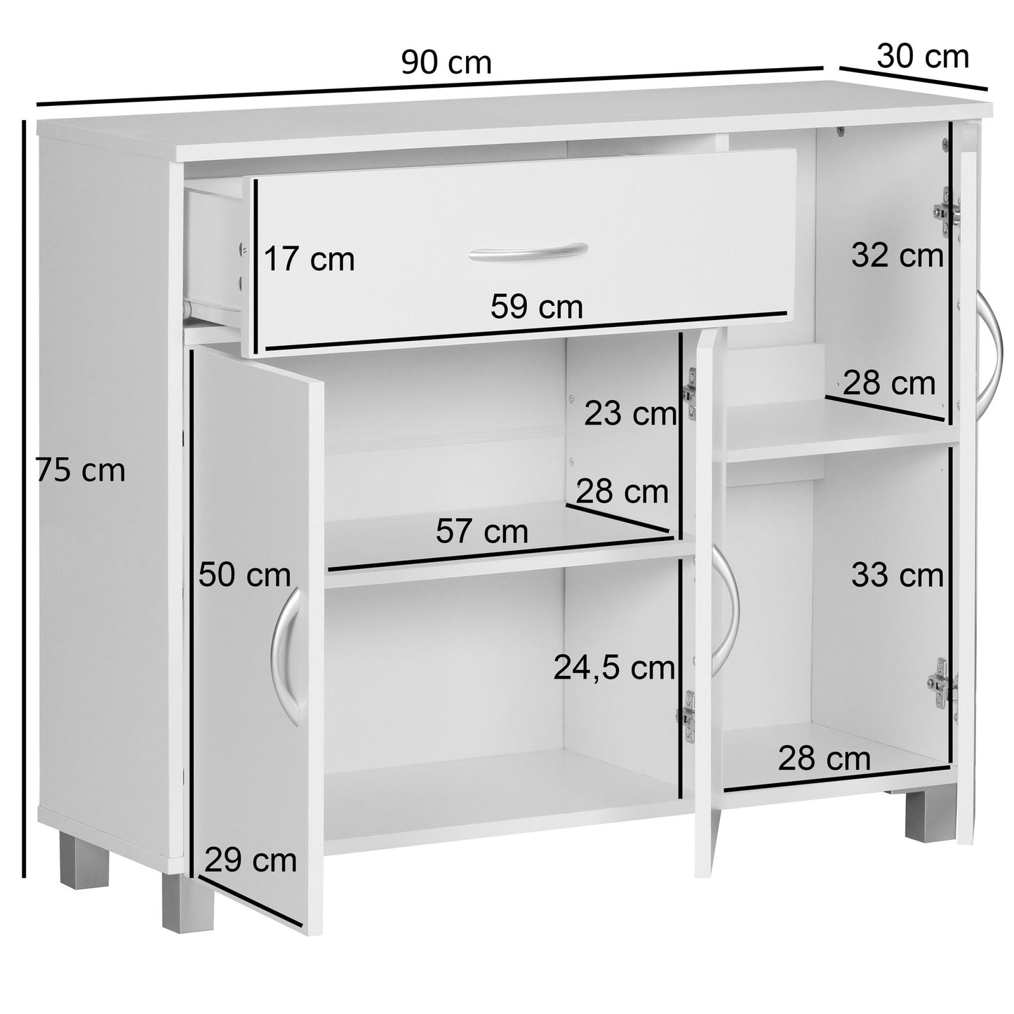 Nancy's Lebanon Dressoir - Gangkast - Ladekast - Beukenhout - Hout - Wit