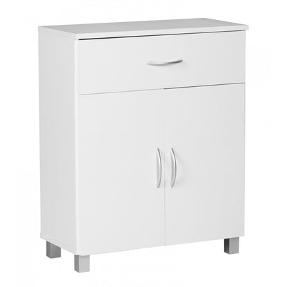 Buffet Nashua de Nancy - Armoire de couloir - Tiroir - Portes françaises - Hêtre - Blanc - Armoire latérale