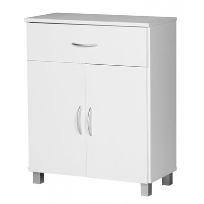 Buffet Nashua de Nancy - Armoire de couloir - Tiroir - Portes françaises - Hêtre - Blanc - Armoire latérale
