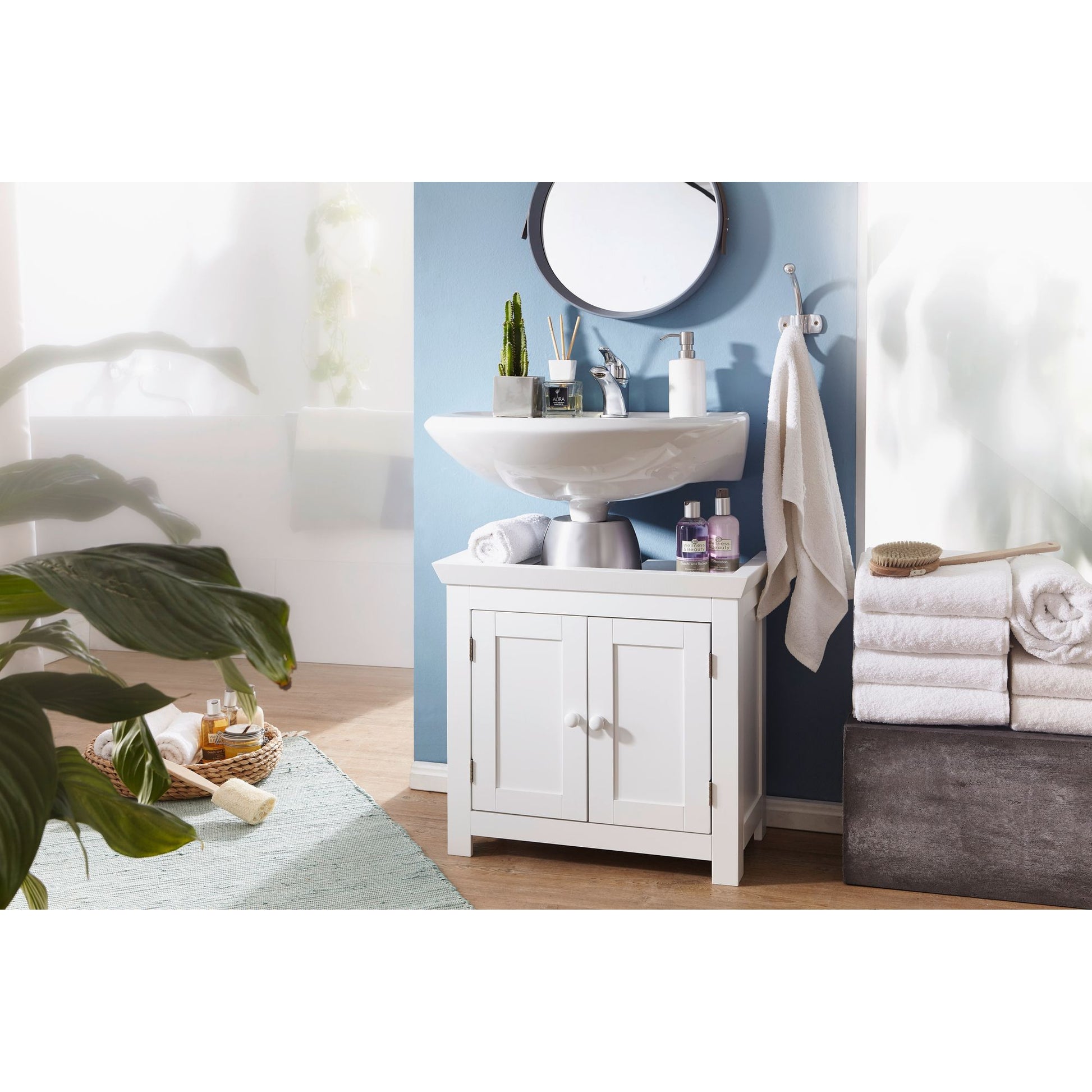 Nancy's Wilson Wastafelkast - Badkamerkast - Badkamermeubel - Wastafelmeubel - Wit - ± 55 x 30 x 55 cm