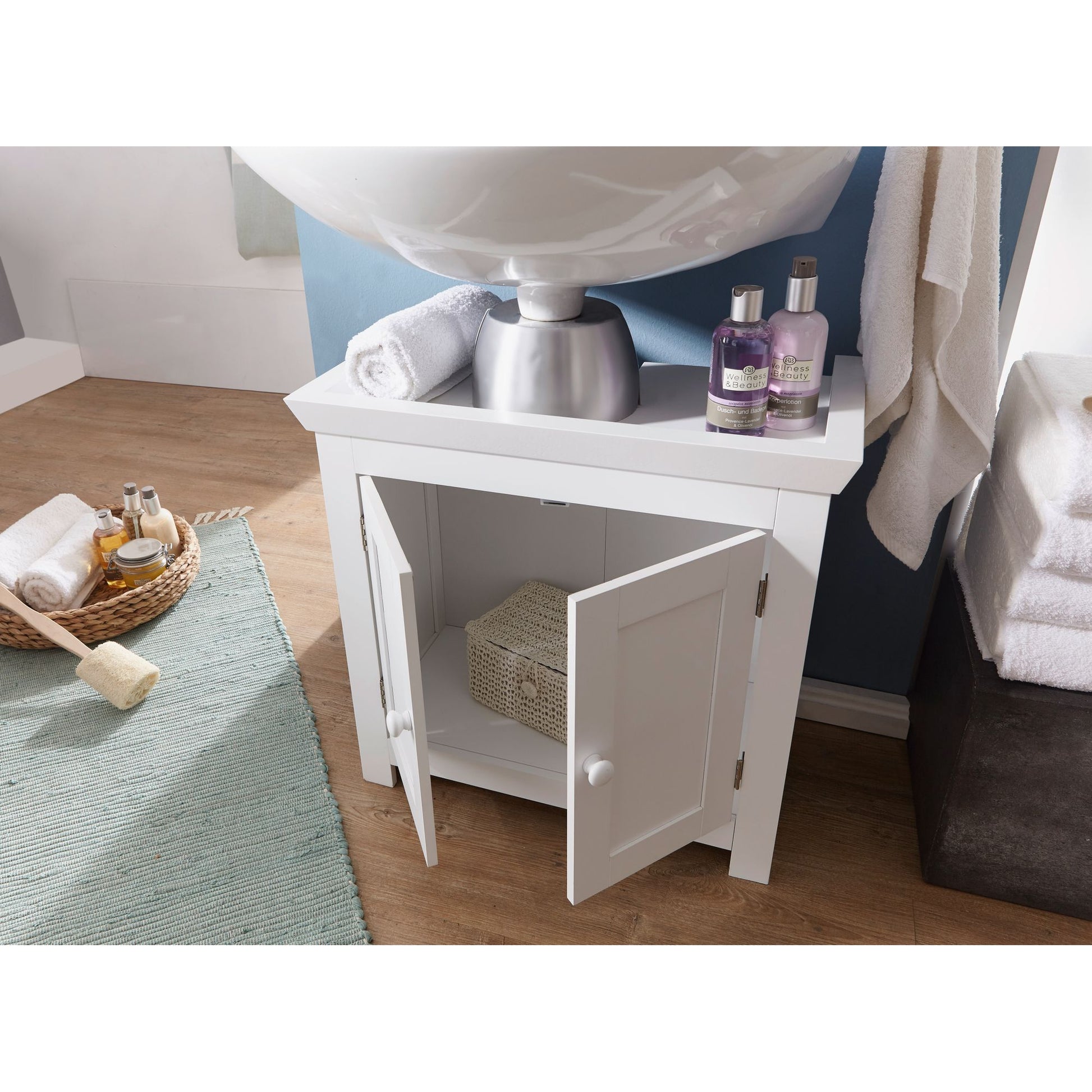 Nancy's Wilson Wastafelkast - Badkamerkast - Badkamermeubel - Wastafelmeubel - Wit - ± 55 x 30 x 55 cm