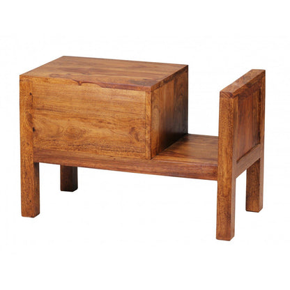 Table de chevet Findlay de Nancy - Table de chevet en bois massif - Sheesham - Porte-journaux - Tiroir - Table d'appoint - Marron
