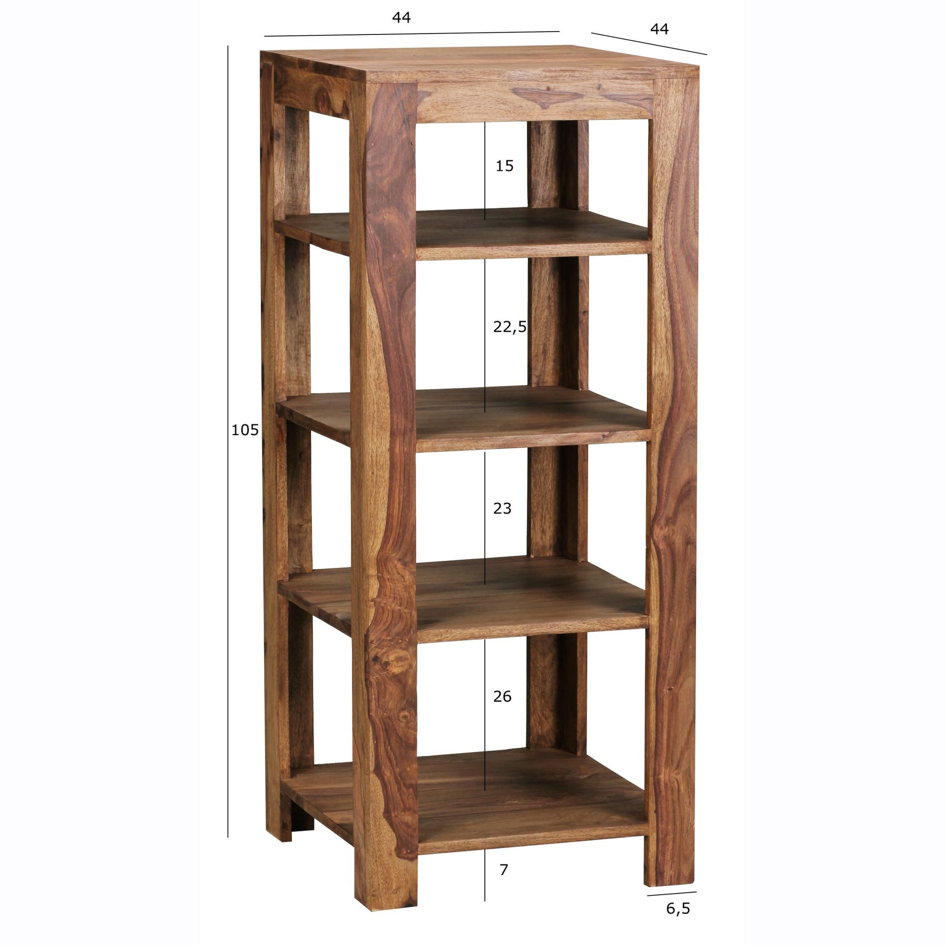 Nancy's Oakes Boekenkast - Opbergkast - 5 Niveaus - Massief Hout - Sheesham - 44 x 44 x 105 cm - Bruin