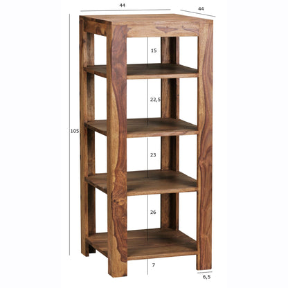 Nancy's Oakes Boekenkast - Opbergkast - 5 Niveaus - Massief Hout - Sheesham - 44 x 44 x 105 cm - Bruin