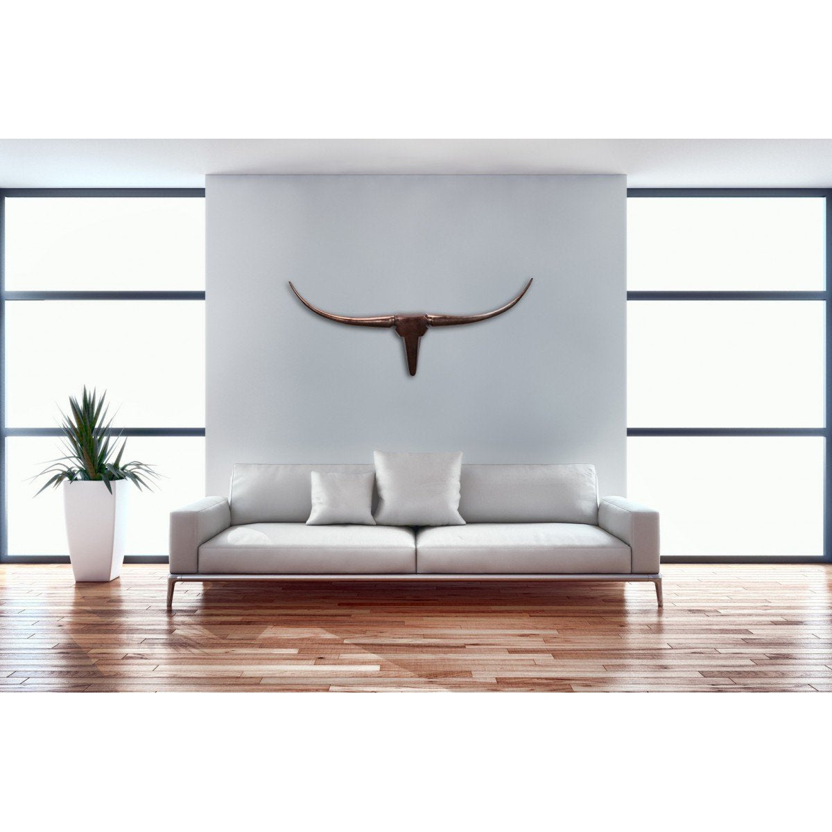 Nancy's Bull Antlers M Decoration - Wall Decoration - Wall Decoration - Wall Antlers - Aluminum - Bronze