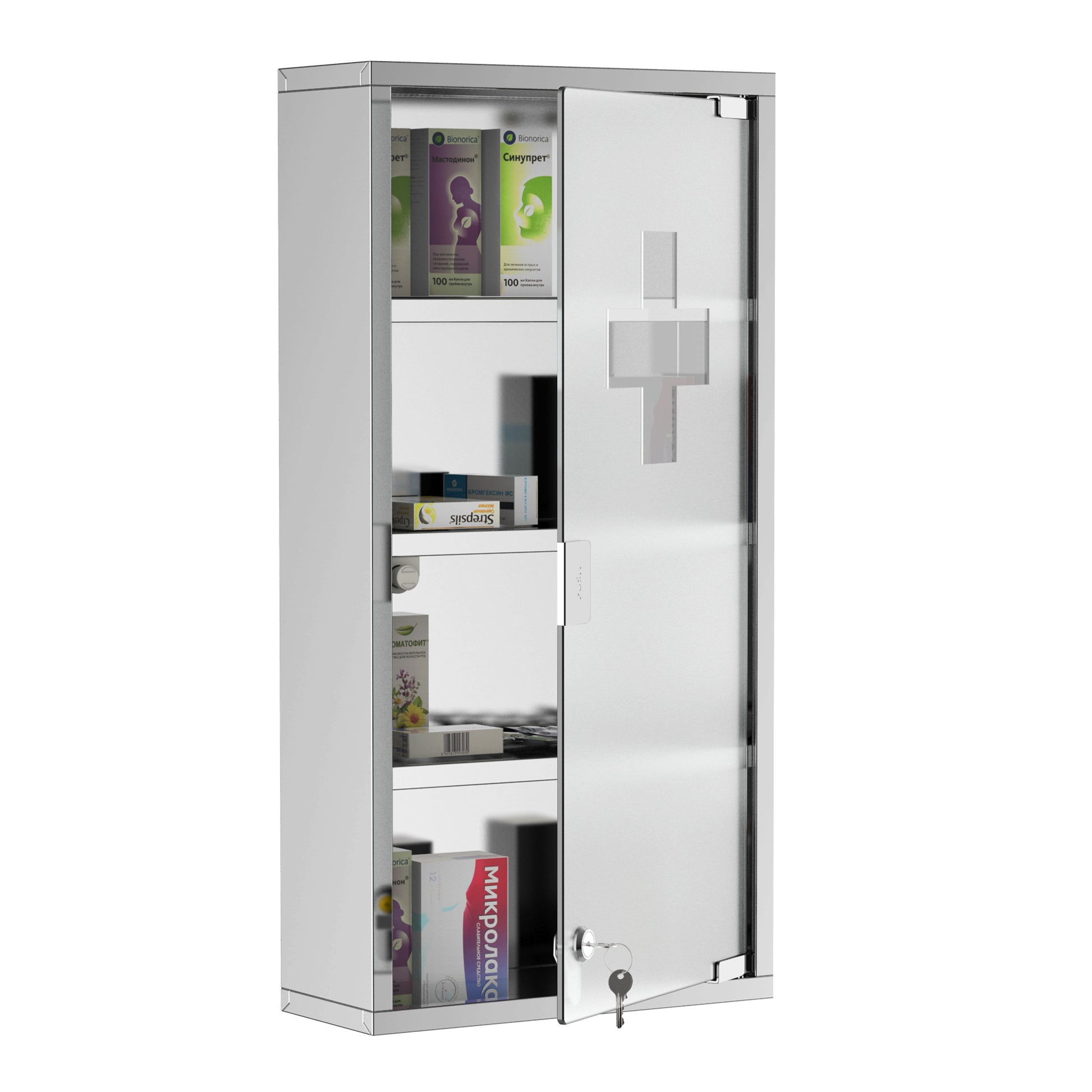 Nancy's Gondim Medicijnkast - Apothekerskastje - Badkamerkastje - RVS / Glas - ± 30 x 10 x 60 cm