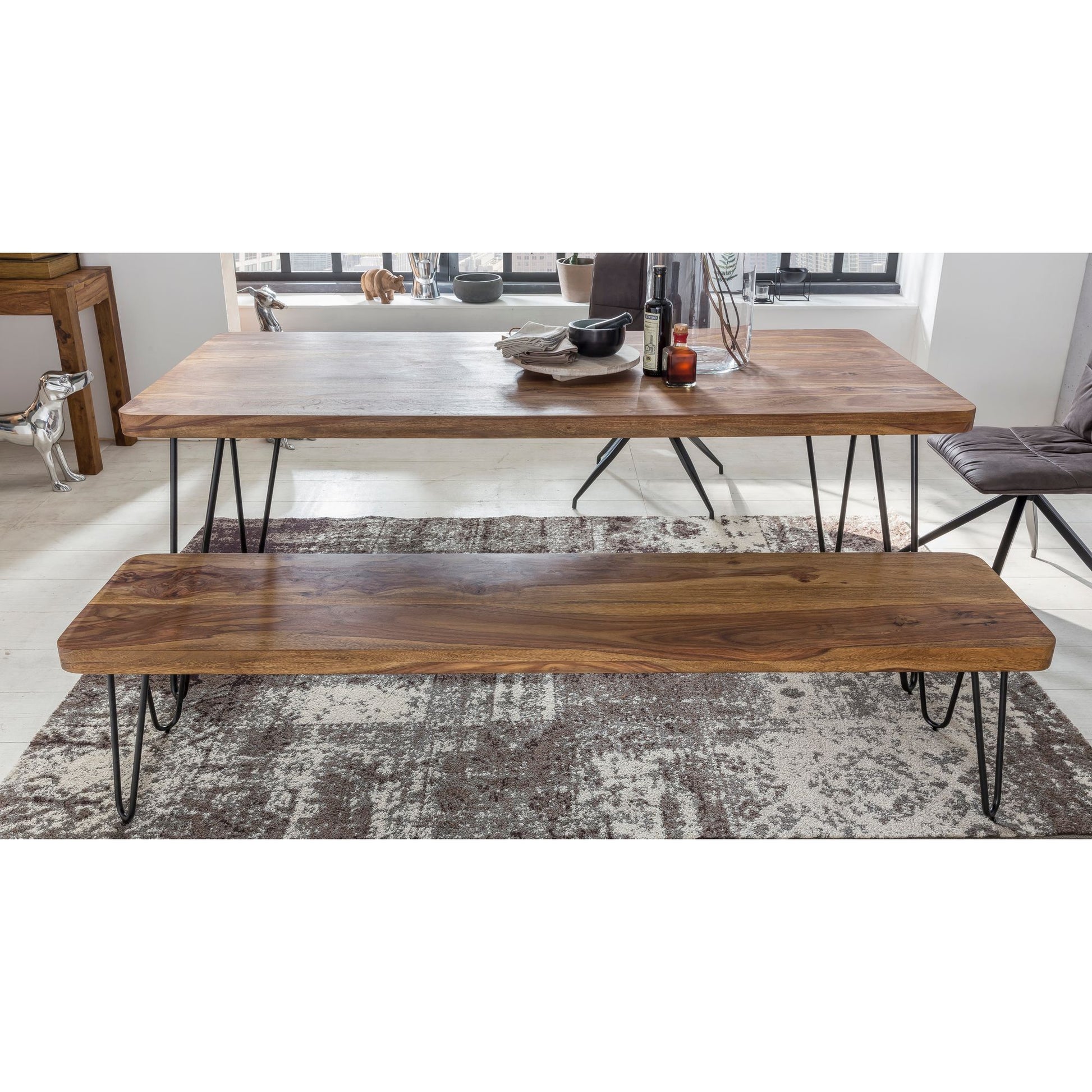 Nancy's Alcoa Eetkamerbank - Keukenbank - Massief Houten Bank - 160 x 40 x 45 cm - Bruin