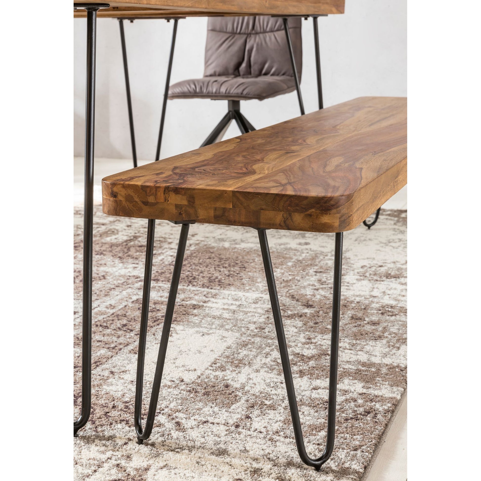 Nancy's Alcoa Eetkamerbank - Keukenbank - Massief Houten Bank - 160 x 40 x 45 cm - Bruin