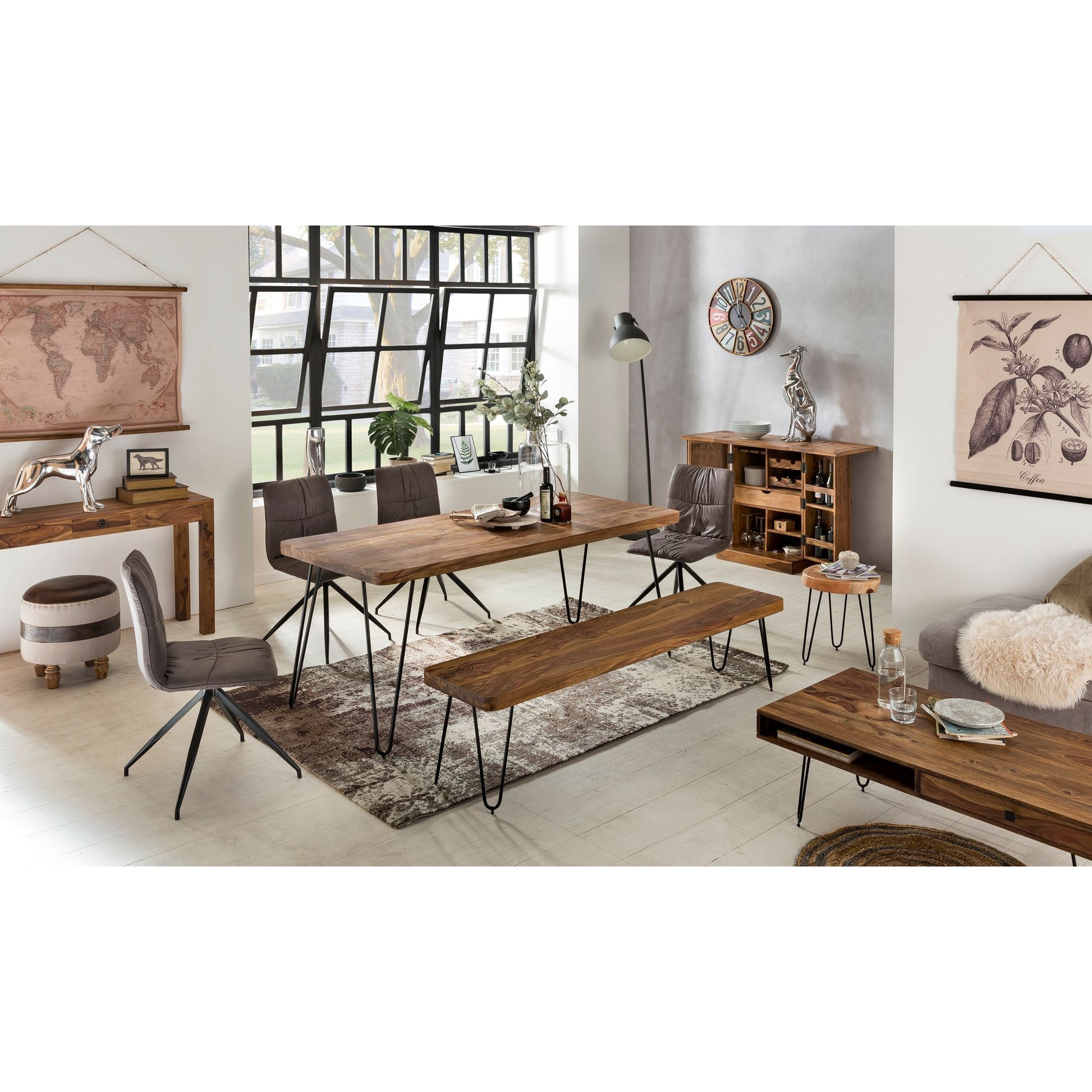 Nancy's Alcoa Eetkamerbank - Keukenbank - Massief Houten Bank - 160 x 40 x 45 cm - Bruin