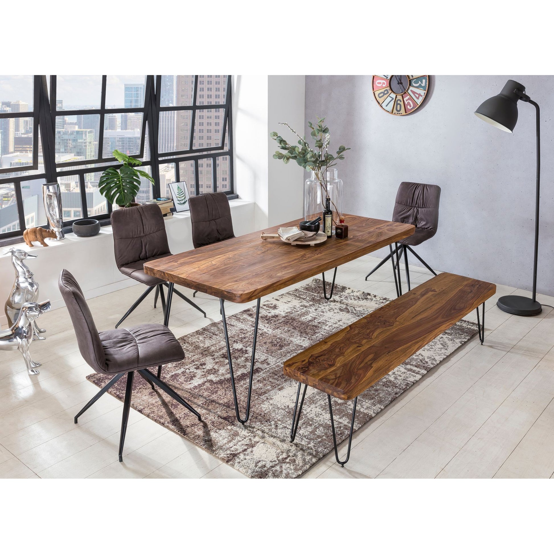 Nancy's Alcoa Eetkamerbank - Keukenbank - Massief Houten Bank - 160 x 40 x 45 cm - Bruin