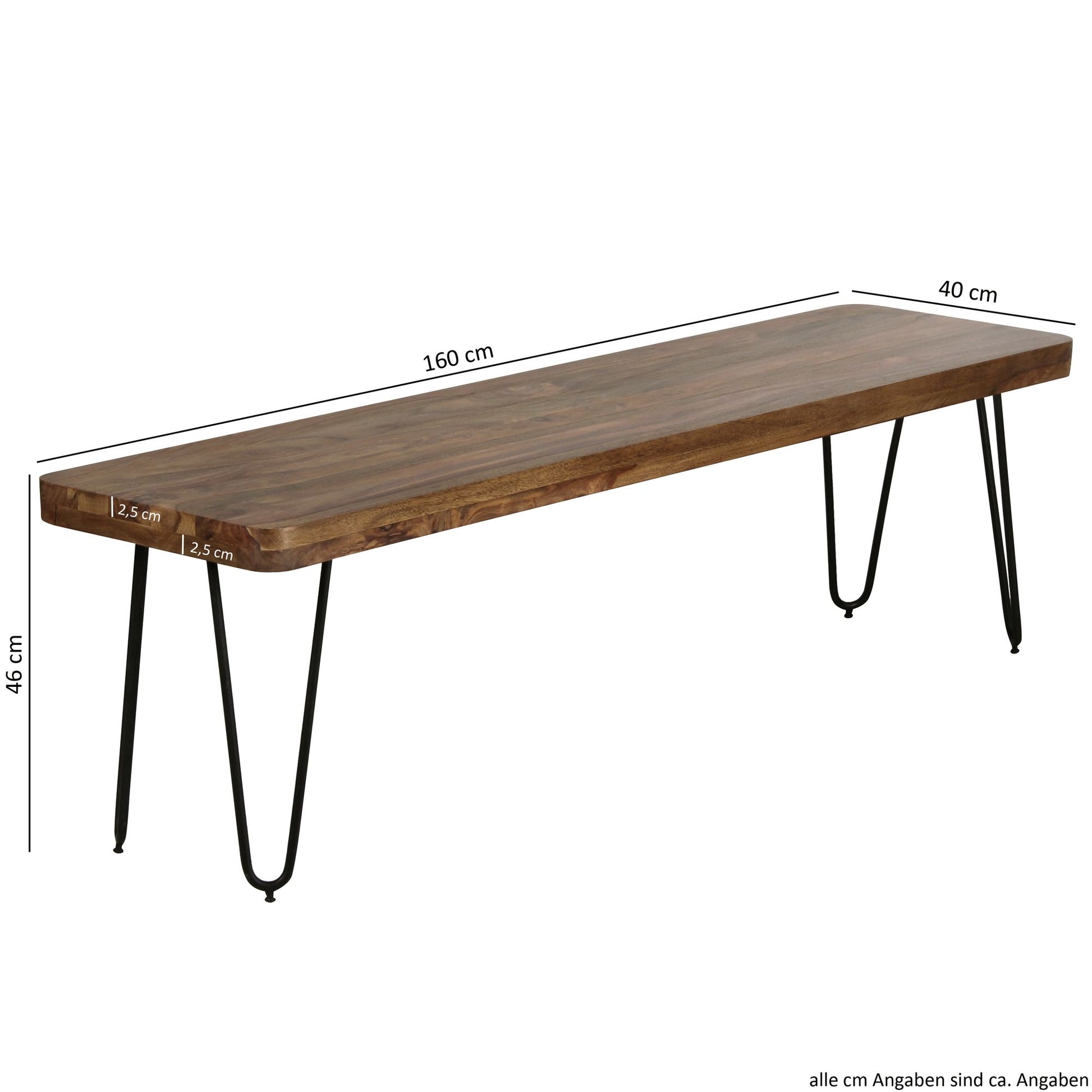 Nancy's Alcoa Eetkamerbank - Keukenbank - Massief Houten Bank - 160 x 40 x 45 cm - Bruin